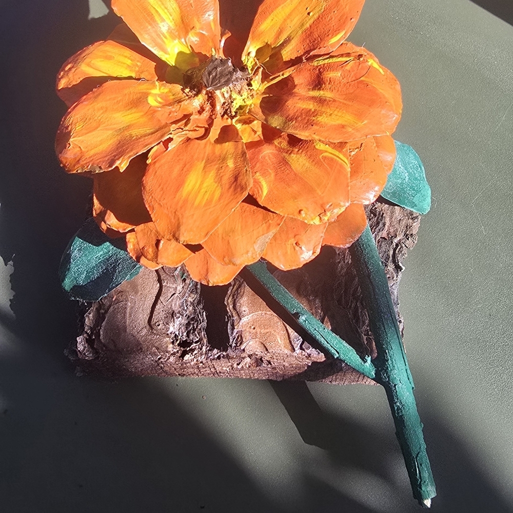 Handcrafted Orange Flower Wall Art